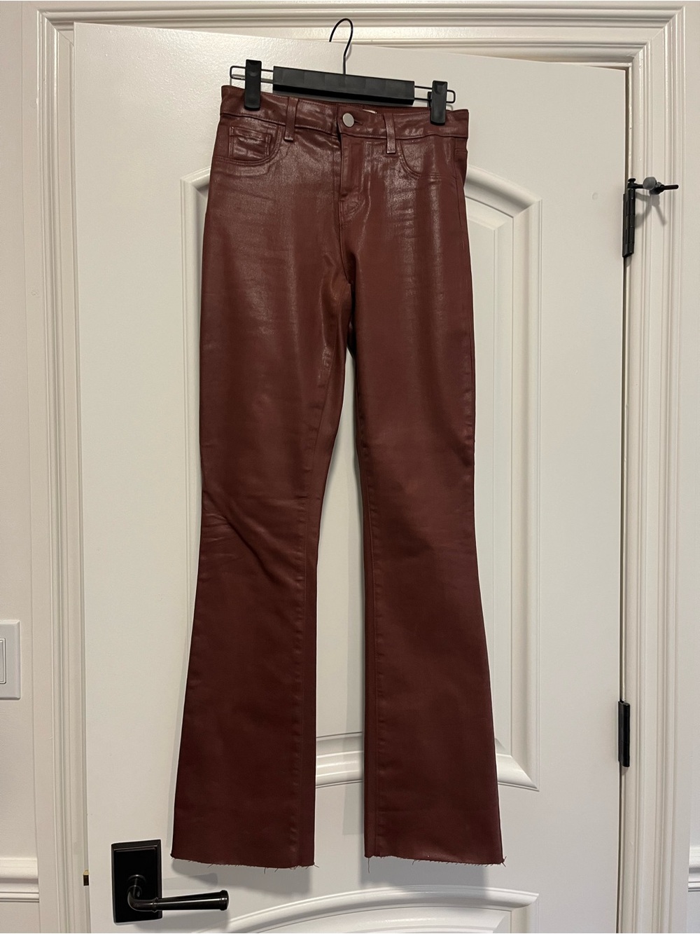 L'AGENCE Brown/Burgundy Coated Flare Jeans